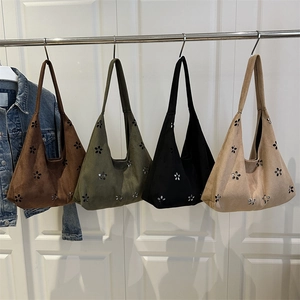 Bolso Tote de Antelina Vintage con Flores de Corte Láser Gran Capacidad Bolso de Hombro Hobo para Mujer Bolso de Mano Retro Casual Elegante con Cierre Magnético