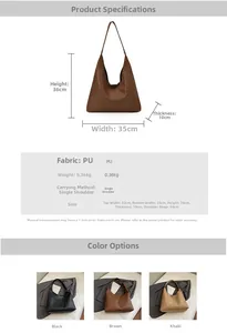 Size guide for large woven PU tote bag with dimensions 35x36x10cm and shoulder strap