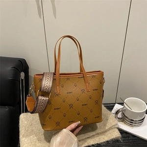 Sac Cabas Décontracté Coréen pour Femmes en Cuir PU Sac à Épaule avec Large Bandoulière Amovible Sac à Main Quotidien