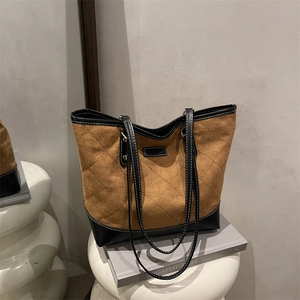 Damen Gesteppte Tragetasche Mit Großer Kapazität Rautenmuster Wildleder-Imitat Kunstleder Patchwork Schultertasche Urbaner Minimalist Arbeits- Schultasche