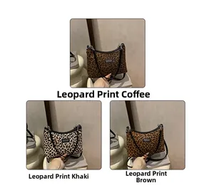 Detaillierter Vergleich dreier Retro-Leopard-Schultertaschen in Kaffee, Khaki und Braun