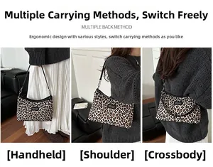 Drei Tragemöglichkeiten der Leopard-Tasche als Handtasche, Schulter- und Umhängetasche