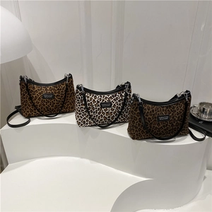 Bolso de Hombro Cuadrado con Estampado de Leopardo Vintage para Mujer Lona Retro Street Trendy Moda Bolso Cruzado Casual Pequeño