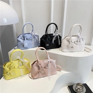 Petit Sac Carré en Cuir PU pour Femmes Avec Décoration de Nœud en Dentelle Bandoulière Réglable Sac à Bandoulière Polyvalent