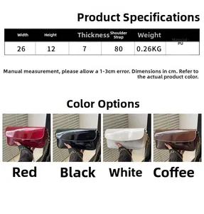 Size chart for oil wax leather shoulder bag with chain strap dimensions and colors
