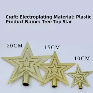 Detailed comparison of three tiered gold Christmas tree star toppers in various sizes