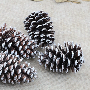 Natural pine cones with snow effect for Christmas tree ornaments and winter decorations