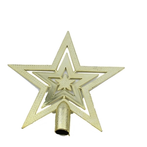 Three-layer gold star tree topper with glitter and mirror finish for Christmas tree