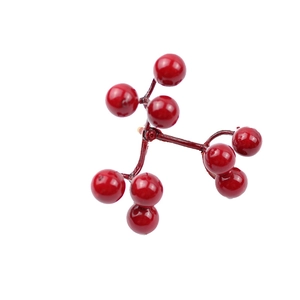 Artificial red berry stems with glossy foam berries for Christmas tree decoration