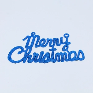 Electric blue Merry Christmas sign with textured finish for holiday wall decoration