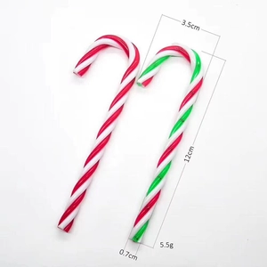 Detailsicht der 12cm gestreiften Zuckerstangen Weihnachtsdeko mit Maßangaben