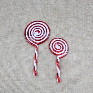 Set di due lecca-lecca a spirale bianchi e rossi in acrilico per decoro natalizio
