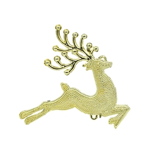 Golden reindeer hanging ornament with textured surface for Christmas tree decoration