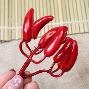 Vibrant red faux mini chili pepper cluster decor for Christmas DIY crafts and home styling