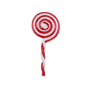 Lecca-lecca a spirale in acrilico rosso e bianco con foro per decoro albero di Natale