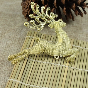 Golden reindeer hanging ornament with textured finish for Christmas tree decoration