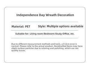 Spécifications détaillées du décor de couronne PET Jour de l'Indépendance et usages