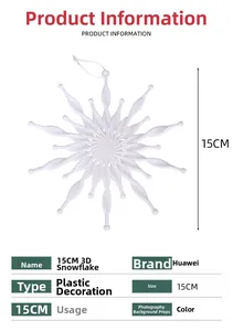 Detail of 15cm white 3D snowflake hanging ornament with glitter for Christmas tree decor