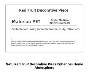 Specifiche dettagliate del decoro bacche rosse in PET con info su materiale e dimensioni