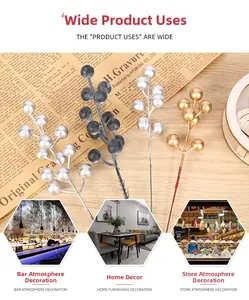 Artificial Christmas berries in metallic tones used for festive home and bar decorations