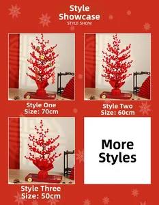 Detailed comparison of festive red berry trees in three sizes 50cm 60cm and 70cm