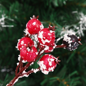 Branche de baies de grenade rouge artificielles avec neige réaliste pour Noël déco