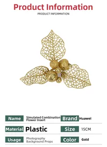 Macro shot of a 15cm gold artificial hollow flower ornament for Christmas DIY decor