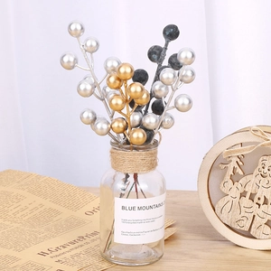 Artificial Christmas Berries Stem Handmade DIY Wreath Material Metallic Finish Berry Pick For Christmas Decoration Home Decor