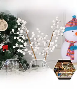 Artificial white frosted berry branches for Christmas home decor and DIY crafts