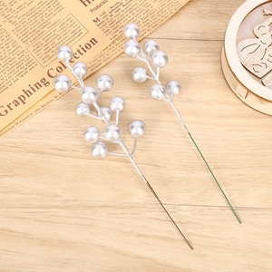 Two silver artificial berry stems for Christmas DIY wreaths and festive floral decor