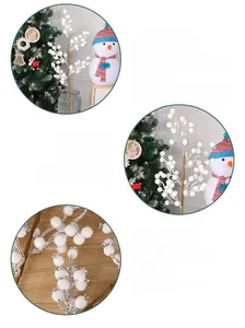 Detailed view of handmade white Christmas berry branches for winter home festive decor
