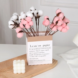 Artificial Cotton Flower Stems Pink White Fake Cotton Branch Modern Christmas Home Wedding Decoration DIY Bouquet Props