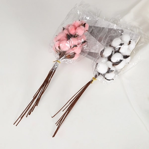 Artificial white and pink cotton flower stems for Christmas and wedding home decoration