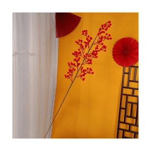 Artificial red holly berry branch for Chinese New Year festive home decoration