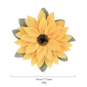 Artificial sunflower wreath decoration with 45cm diameter and yellow mesh petals