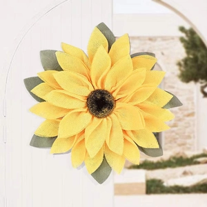 Handcrafted bee festival sunflower wreath made of rustic burlap for front door home decor