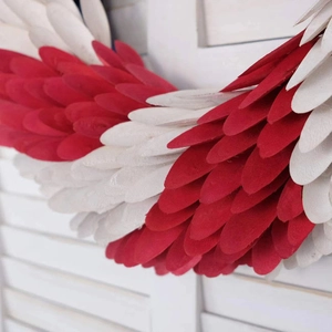 Patriotic red and white layered feather wreath for Independence Day home door decor