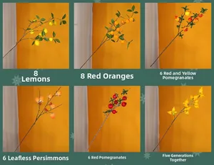 Detailed grid of faux fruit branches featuring lemon, pomegranate and golden persimmon