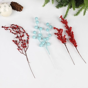 Artificial Red Holly Berries Branch For Christmas Tree Decoration New Year Home DIY Floral Arrangement Winter Berries Stem