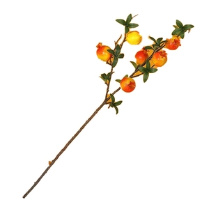 Artificial pomegranate branch with vibrant red fruit for festive home flower decor
