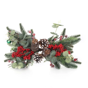 Artificial Christmas reindeer horn garland with berries, pine cones and eucalyptus greenery