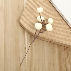 Artificial white berry branch decorative spray for minimalist home decor and photography