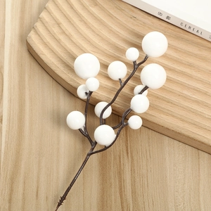 Artificial white berry Christmas branch decoration for elegant holiday home festive styling