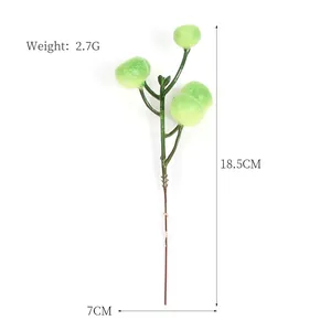 Artificial red berry stem for Christmas decor and stage props, 18.5cm height