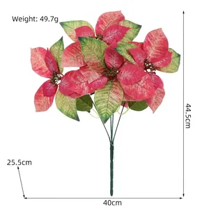 Artificial Christmas Poinsettia flower with size dimensions 44.5cm height and 40cm width
