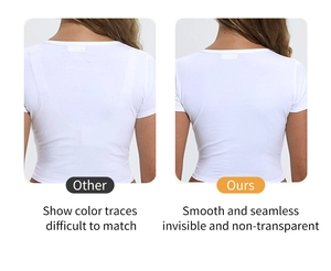 Detailed comparison of seamless white crop top showing opaque and non-see-through fabric
