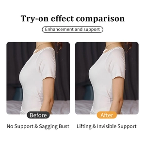 Side view comparison showing chest lifting effect and seamless push up bra support