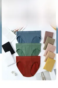 Detailed view of seamless ribbed cotton panties in a variety of colorful pastel tones