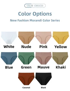 Flat lay of seamless ribbed cotton panties in ten diverse Morandi color options