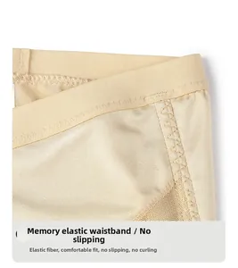 Détail macro du tissu élastique avec maille respirante et taille haute anti-enroulement